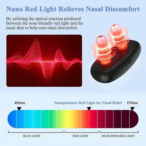 جهاز العناية بالأنف بالضوء الأحمر، أداة صحة الأنف LED لراحة الأنف اليومية، تصميم محمول قابل لإعادة الشحن عبر USB مع 3 أوضاع إضاءة وإيقاف تلقائي، خفيف الوزن، أسود، قطعة واحدة in Kuwait