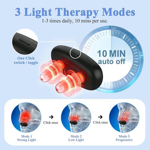 جهاز العناية بالأنف بالضوء الأحمر، أداة صحة الأنف LED لراحة الأنف اليومية، تصميم محمول قابل لإعادة الشحن عبر USB مع 3 أوضاع إضاءة وإيقاف تلقائي، خفيف الوزن، أسود، قطعة واحدة in Kuwait