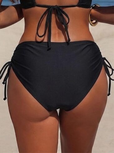 Women's High Waisted Bikini Bottoms Full Coverage Swimsuit Bottoms Side Tie Bathing Bottoms in Saudi Arabia