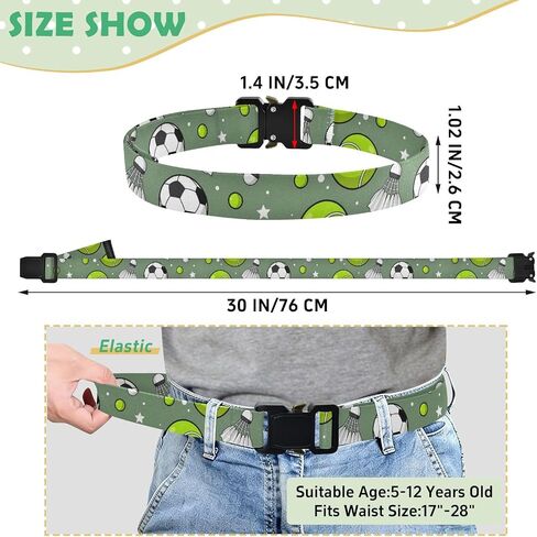 Soccer Balls Kids Elastic Belts for Boys Girls, Adjustable Stretch Belt with Metal Buckle for Baseball Golf in Saudi Arabia