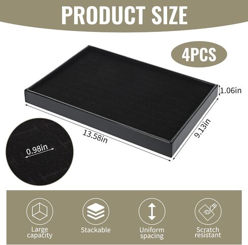 4 Pack Velvet Ring Display Tray 100 Slots Stackable Jewelry Organizer Tray Ring Holder Showcase for Rings Earrings Jewelry Storage for Drawer Dresser Store Display in Saudi Arabia
