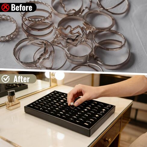 4 Pack Velvet Ring Display Tray 100 Slots Stackable Jewelry Organizer Tray Ring Holder Showcase for Rings Earrings Jewelry Storage for Drawer Dresser Store Display in Saudi Arabia