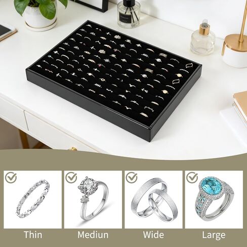 4 Pack Velvet Ring Display Tray 100 Slots Stackable Jewelry Organizer Tray Ring Holder Showcase for Rings Earrings Jewelry Storage for Drawer Dresser Store Display in Saudi Arabia