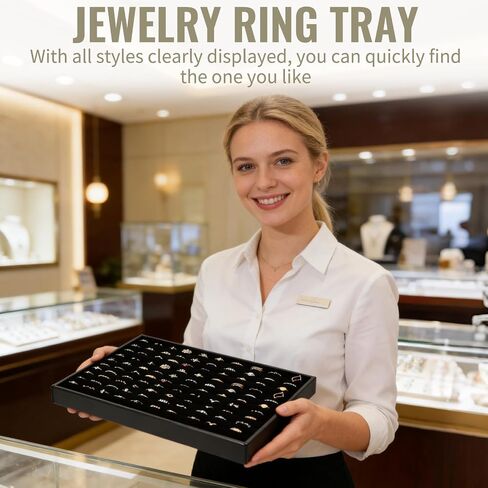 4 Pack Velvet Ring Display Tray 100 Slots Stackable Jewelry Organizer Tray Ring Holder Showcase for Rings Earrings Jewelry Storage for Drawer Dresser Store Display in Saudi Arabia