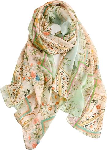 100% Mulberry Silk Scarf for Women, 69'' x 43'' Lightweight Large Silk Floral Shawl Wraps Neck Scarf Gift Packed in Kuwait