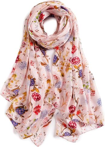 100% Mulberry Silk Scarf for Women, 69'' x 43'' Lightweight Large Silk Floral Shawl Wraps Neck Scarf Gift Packed in Kuwait