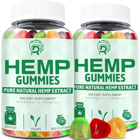 Hemp Gummies High Potency for Pain, Sleep, Anxiety Extra Strength Hemp Oil Gummies - 100% Natural Organic Bear Candy Hеmp Supplement Gummy for Adults(2 Pack) in Saudi Arabia