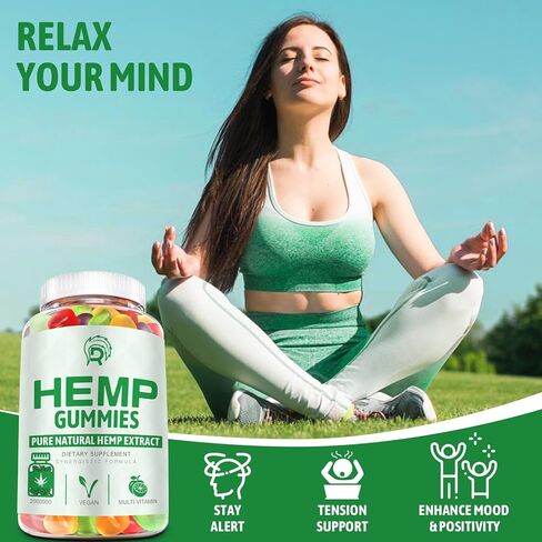 Hemp Gummies High Potency for Pain, Sleep, Anxiety Extra Strength Hemp Oil Gummies - 100% Natural Organic Bear Candy Hеmp Supplement Gummy for Adults(2 Pack) in Saudi Arabia