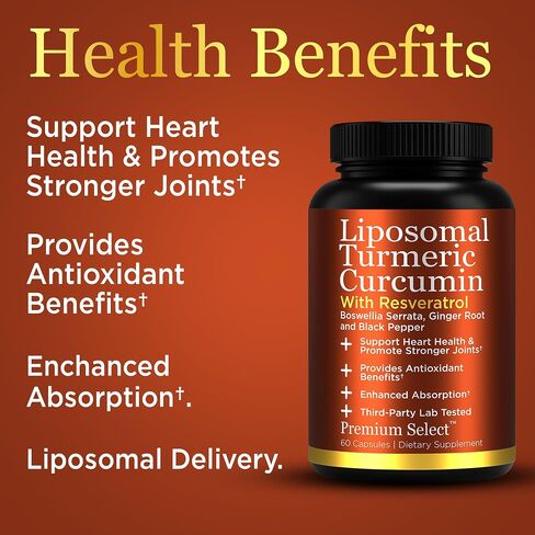 Liposomal Turmeric Supplement Liposomal Curcumin Capsules with Resveratrol, Boswellia Serrata, Turmeric and Ginger Supplement for Men & Women, Enhanced Absorption - Third-Party Lab Tested, Made in USA in Saudi Arabia