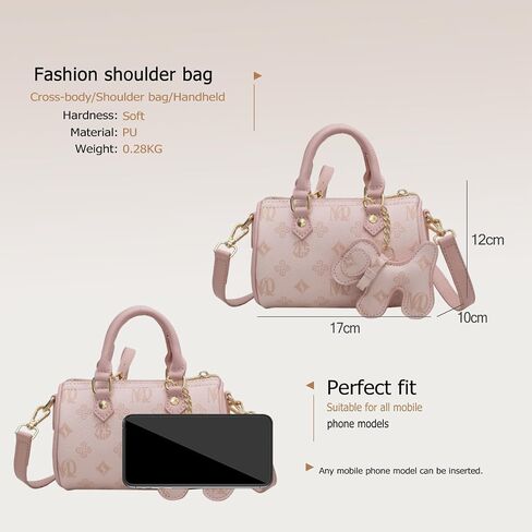 CORIOS Women Cartoon Print Boston Purse Shoulder Crossbody Bag with Cute Dog Pendant PU Leather Satchel Messenger Bag in Kuwait