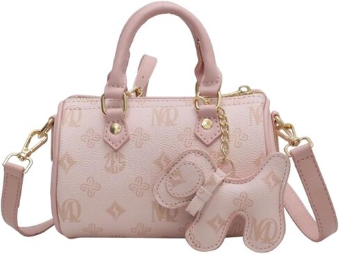 CORIOS Women Cartoon Print Boston Purse Shoulder Crossbody Bag with Cute Dog Pendant PU Leather Satchel Messenger Bag in Kuwait