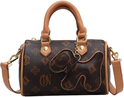 CORIOS Women Cartoon Print Boston Purse Shoulder Crossbody Bag with Cute Dog Pendant PU Leather Satchel Messenger Bag in Kuwait