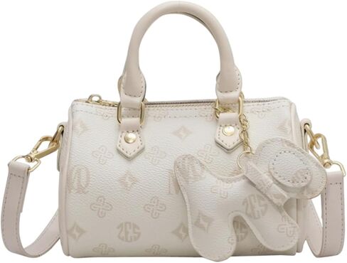 CORIOS Women Cartoon Print Boston Purse Shoulder Crossbody Bag with Cute Dog Pendant PU Leather Satchel Messenger Bag in Kuwait