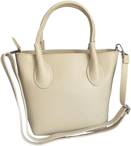 Perla Satchel Crossbody Mini Italian Leather Classy Purse | Italian Pebbled Leather, Small Structured Handbag, Top Handle, Crossbody Purse in Saudi Arabia