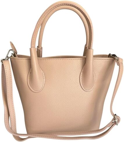 Perla Satchel Crossbody Mini Italian Leather Classy Purse | Italian Pebbled Leather, Small Structured Handbag, Top Handle, Crossbody Purse in Saudi Arabia