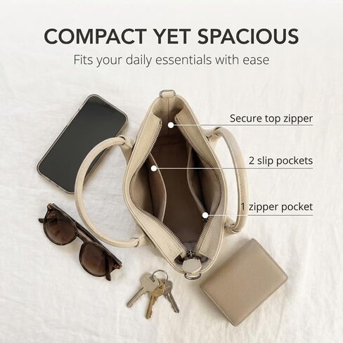 Perla Satchel Crossbody Mini Italian Leather Classy Purse | Italian Pebbled Leather, Small Structured Handbag, Top Handle, Crossbody Purse in Saudi Arabia