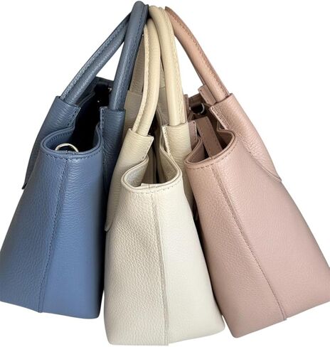 Perla Satchel Crossbody Mini Italian Leather Classy Purse | Italian Pebbled Leather, Small Structured Handbag, Top Handle, Crossbody Purse in Saudi Arabia