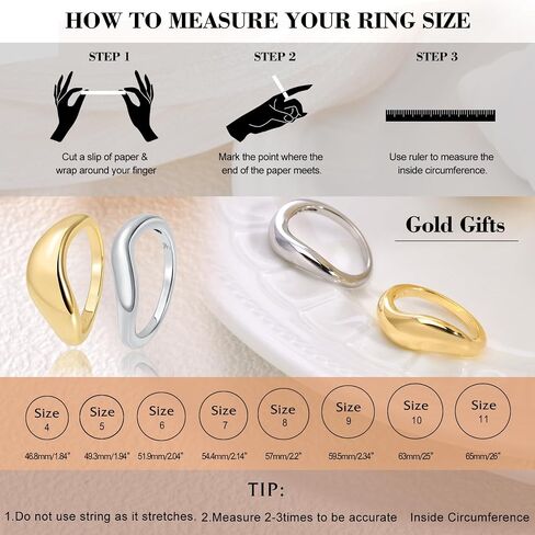 Stackable Gold Rings for Women Chunky Wave Dome Gold and Silver Two Tone Ring Gold Plated Dainty Pinky Thumb Stacking Rings Engagement Eternity Wedding Band Ring Size 4-9 in Kuwait