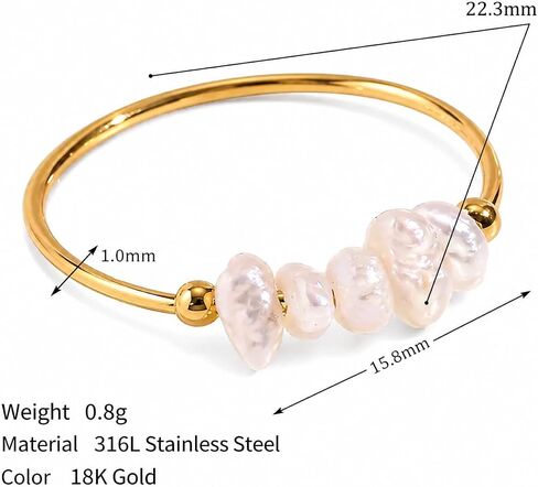 Baroque Freshwater Pearl Ring, 18K Gold Plated Stainless Steel, Minimalist Stackable Ring, Waterproof Tarnish Resistant, Gift for Women in Kuwait