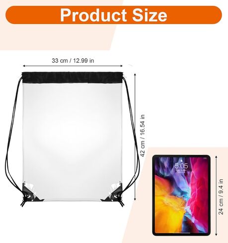 2 Pcs Clear Drawstring Bags, Waterproof Clear Drawstring Gym Bag for Gym Stadium, Ideal for Colleges Work Festivals Travel, PVC Material & Minimalist Style in Kuwait