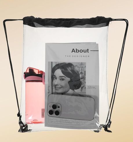 2 Pcs Clear Drawstring Bags, Waterproof Clear Drawstring Gym Bag for Gym Stadium, Ideal for Colleges Work Festivals Travel, PVC Material & Minimalist Style in Kuwait