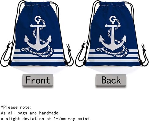 Anchor Drawstring Backpack with Dual-Sided Print, Adjustable Cord & Inner Zipper Pocket - Reusable Gym Beach Drawstring Bag for Men Women -2 in Kuwait