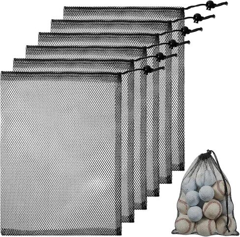6 Pack Golf Ball Bag Small Mesh Bags Drawstring Nylon Mesh Drawstring Storage Bags, Golf Ball Pouch for Sports Equipment, Tennis, Beach, Travel Accessories in Kuwait