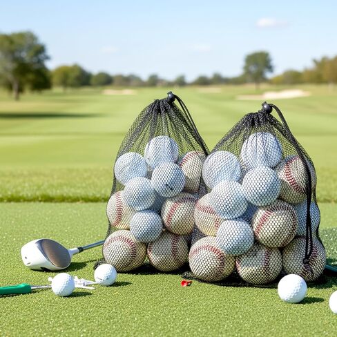 6 Pack Golf Ball Bag Small Mesh Bags Drawstring Nylon Mesh Drawstring Storage Bags, Golf Ball Pouch for Sports Equipment, Tennis, Beach, Travel Accessories in Kuwait