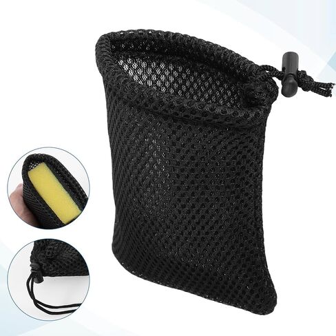 Lusofie 6 Pcs Mesh Drawstring Nylon Small Drawstring Pouch Black Small Storage Pouch for Cosmetic Jewelry Key Charger Mini Stuff, 5 x 3.5 Inch in Saudi Arabia
