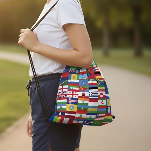 World Cup Drawstring Bag 2026 Soccer Merchandise,International Flags Football Decorations Accessories,Great Gifts for Fans,Multicultural Travel Gym String Bag for World Cup Events,Sports&Daily Use in Kuwait