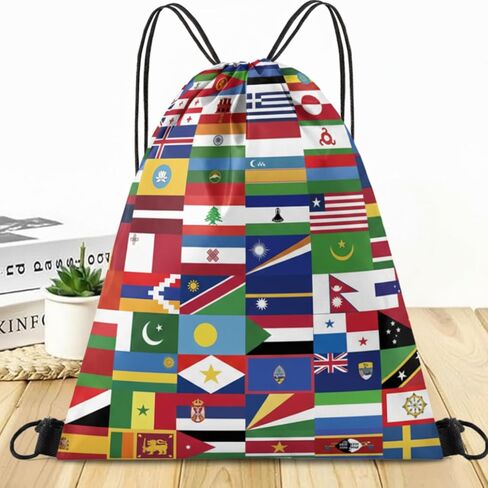 World Cup Drawstring Bag 2026 Soccer Merchandise,International Flags Football Decorations Accessories,Great Gifts for Fans,Multicultural Travel Gym String Bag for World Cup Events,Sports&Daily Use in Kuwait
