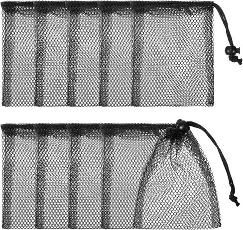 10 PCS Small Mesh Bags Drawstring, Black Mesh Drawstring Bag, Small Nylon Net Bag with Drawstrings for Travel, Toiletry, Outdoor Activities in Kuwait
