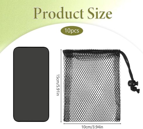 10 PCS Small Mesh Bags Drawstring, Black Mesh Drawstring Bag, Small Nylon Net Bag with Drawstrings for Travel, Toiletry, Outdoor Activities in Kuwait