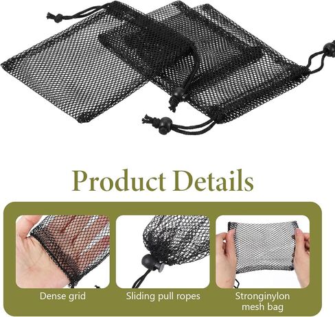 10 PCS Small Mesh Bags Drawstring, Black Mesh Drawstring Bag, Small Nylon Net Bag with Drawstrings for Travel, Toiletry, Outdoor Activities in Kuwait