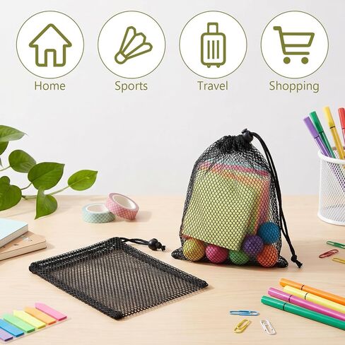 10 PCS Small Mesh Bags Drawstring, Black Mesh Drawstring Bag, Small Nylon Net Bag with Drawstrings for Travel, Toiletry, Outdoor Activities in Kuwait