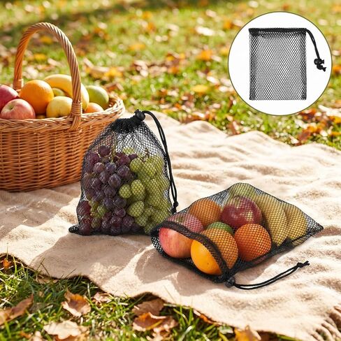10 PCS Small Mesh Bags Drawstring, Black Mesh Drawstring Bag, Small Nylon Net Bag with Drawstrings for Travel, Toiletry, Outdoor Activities in Kuwait