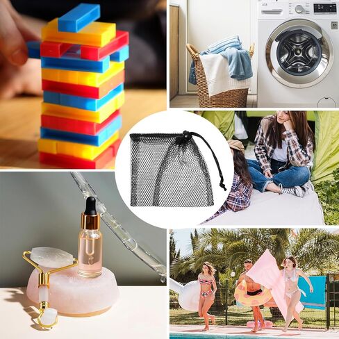10 PCS Small Mesh Bags Drawstring, Black Mesh Drawstring Bag, Small Nylon Net Bag with Drawstrings for Travel, Toiletry, Outdoor Activities in Kuwait
