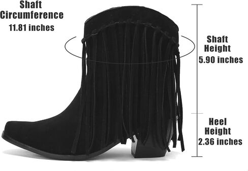 Seborluys Fringe Ankle Cowboy Boots for Women Pull on Fringe Short Cowgirl Booties Western Fringed Tassel Ankle Boots in Kuwait