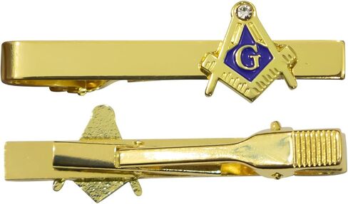 Masonic Tie Bar Square & Compass G with Crystal Accent, Gold Plated – Freemason Tie Clips and Bars in Kuwait