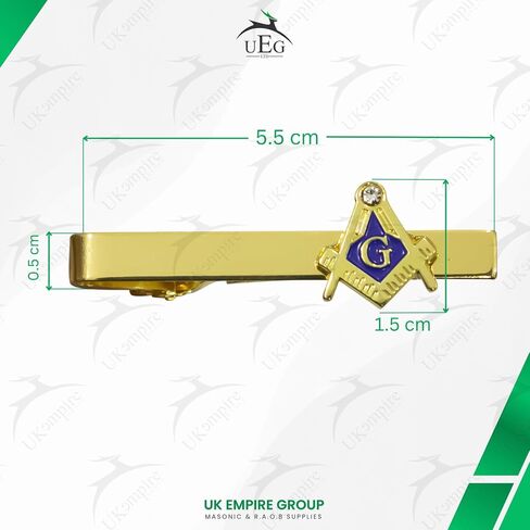 Masonic Tie Bar Square & Compass G with Crystal Accent, Gold Plated – Freemason Tie Clips and Bars in Kuwait