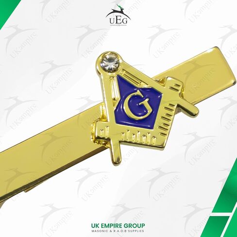 Masonic Tie Bar Square & Compass G with Crystal Accent, Gold Plated – Freemason Tie Clips and Bars in Kuwait