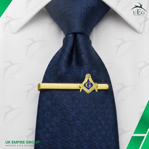 Masonic Tie Bar Square & Compass G with Crystal Accent, Gold Plated – Freemason Tie Clips and Bars in Kuwait