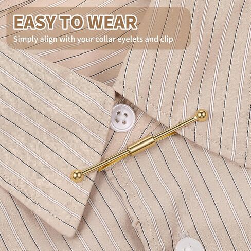 Shirt Collar Pins for Men with Gold Silver Tone, 2PCS Mens Collar Bar, Titanium Steel Business Collars Clip Tie Clips for Men Anniversary Wedding Party Business Meeting in Kuwait