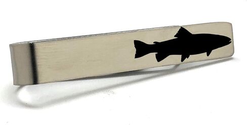 Trout Tie Bar – Handmade Stainless Steel Fishing Tie Clip for Men, Fly Fisherman Gift, Outdoor Sportsman Accessories in Kuwait