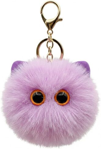 Cute Black Cat Plush Keychain - Kawaii Bag Charm, Soft Cat Pom Pom Keychain for Backpack Purse Keys, Birthday Gift for Women Girls Cat Lovers in Kuwait