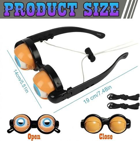 2Pcs Funny Glasses for Adults Crazy Eye Glasses(with 2 Glasses Cords), Eyes Glasses Adult Size Silly Sunglass With Blinking Eyeball for Party and Performances in Saudi Arabia