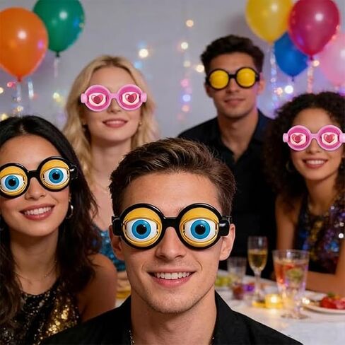 2Pcs Funny Glasses for Adults Crazy Eye Glasses(with 2 Glasses Cords), Eyes Glasses Adult Size Silly Sunglass With Blinking Eyeball for Party and Performances in Saudi Arabia
