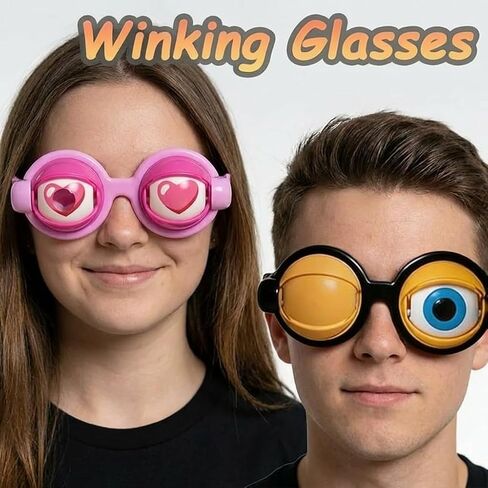 2Pcs Funny Glasses for Adults Crazy Eye Glasses(with 2 Glasses Cords), Eyes Glasses Adult Size Silly Sunglass With Blinking Eyeball for Party and Performances in Saudi Arabia