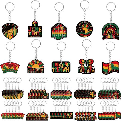 Uoeo 50 Pcs Juneteenth Keychain Gifts Bulk Wooden Juneteenth Party Favors 1865 Freedom Day Juneteenth Decorations for Women Men Key Ring Accessories African American Gifts Supplies, 10 Styles in Saudi Arabia