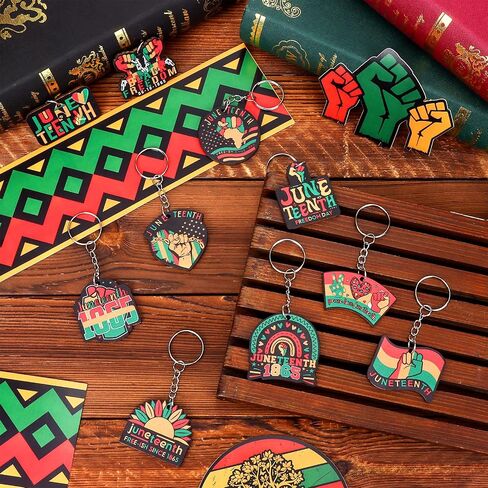 Uoeo 50 Pcs Juneteenth Keychain Gifts Bulk Wooden Juneteenth Party Favors 1865 Freedom Day Juneteenth Decorations for Women Men Key Ring Accessories African American Gifts Supplies, 10 Styles in Saudi Arabia